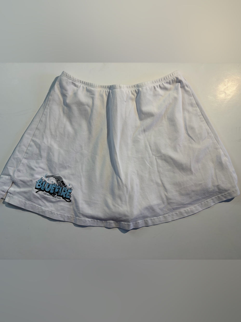Bluefire White Skort Small “We Got That Gas” Embroidered Streetwear Skort